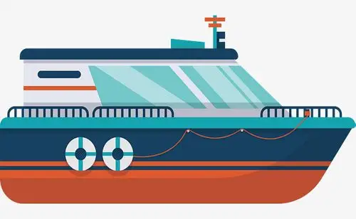 剪纸扁平风蓝色卡通海游轮板免扣元素【免抠元素png】-90设计网