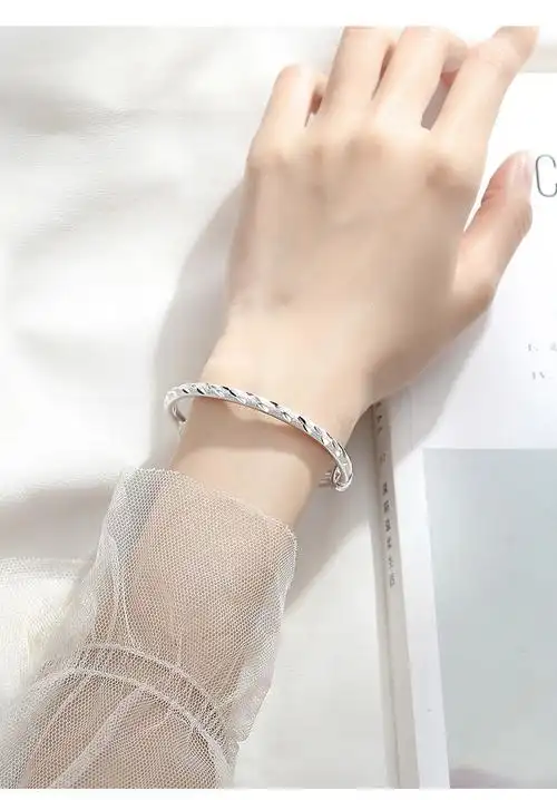 七度银饰流星雨满天星银手镯女款999足银镯子气质实心首饰品年轻款