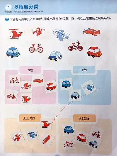 活动目标: 1.学习自定标准给物品进行多角度分类. 2.