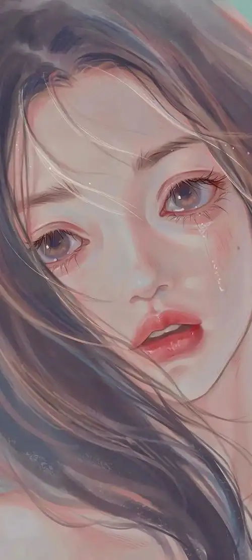 悲伤的女孩流泪唯美插画手机壁纸