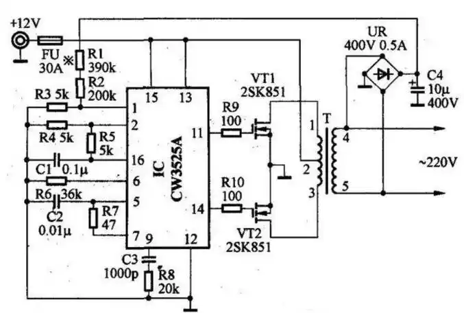 逆变器12v转220v电路图图文