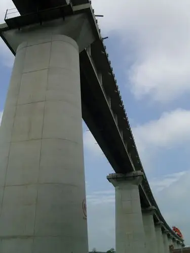 为跨越105国道,淠河总干渠和合武铁路而设,该桥共设墩身116个,桥台2座