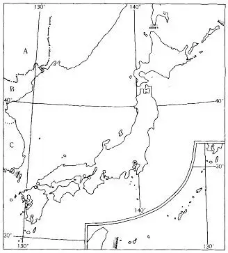 下图是"日本略图",读图后回答问题.