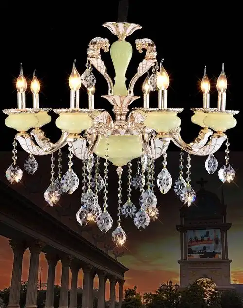 8头仿玉石吊灯 新古典