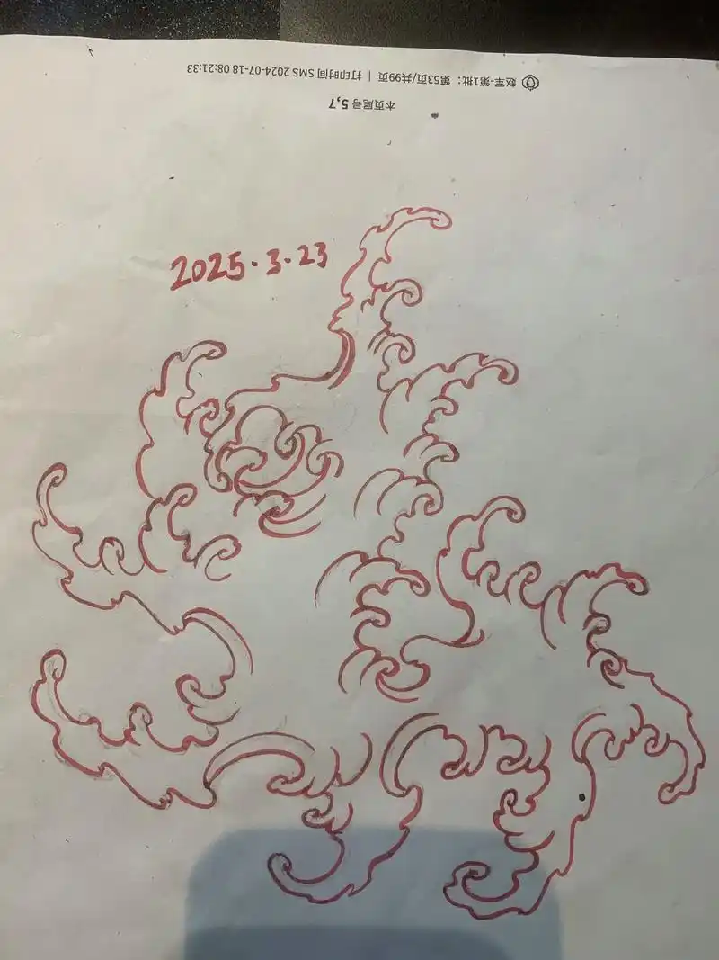 分享 水浪纹身手稿 喜欢画画可以交个画友,我们一起画画