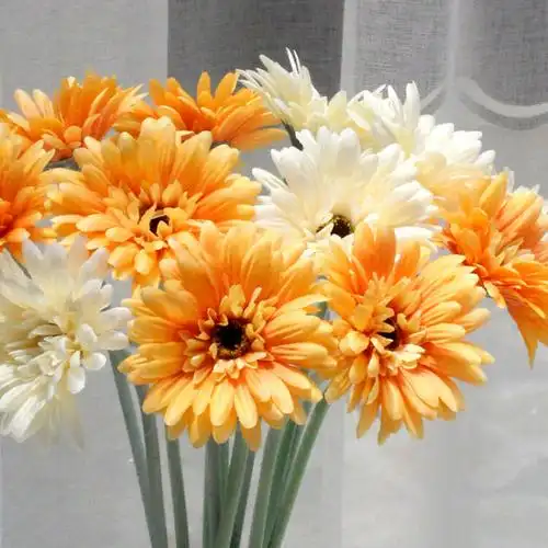 单只毛杆仿真花非洲菊/扶郎花/太阳花 仿真花装饰花艺绢花假花 黄色