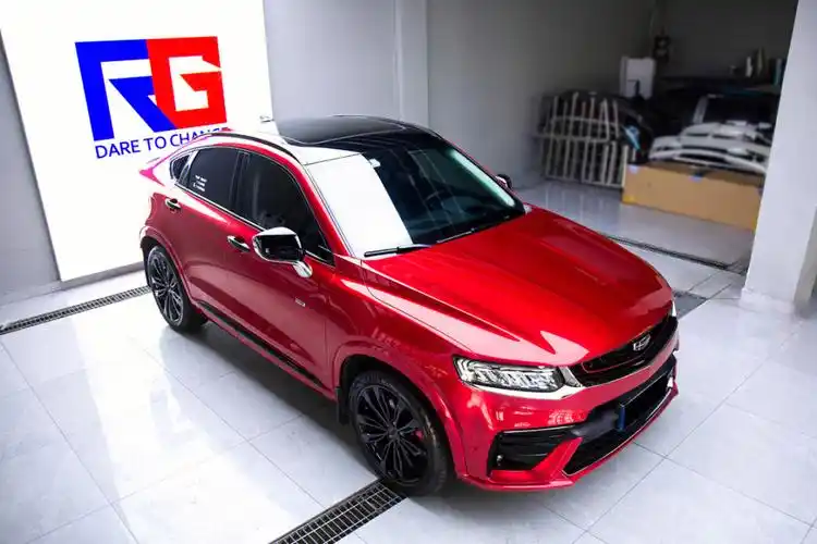 吉利星越超亮金属魂动红sjs三基色车身改色