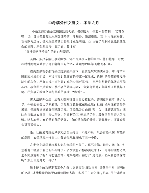 中考满分作文范文:不系之舟.docx 4页
