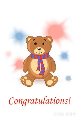 可爱的泰迪熊贺卡问候快乐假日