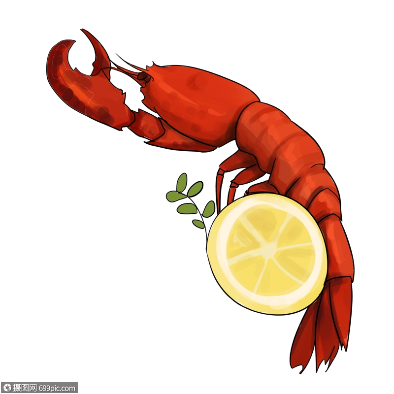 手绘卡通简约麻辣小龙虾美食麻小免扣图片素材