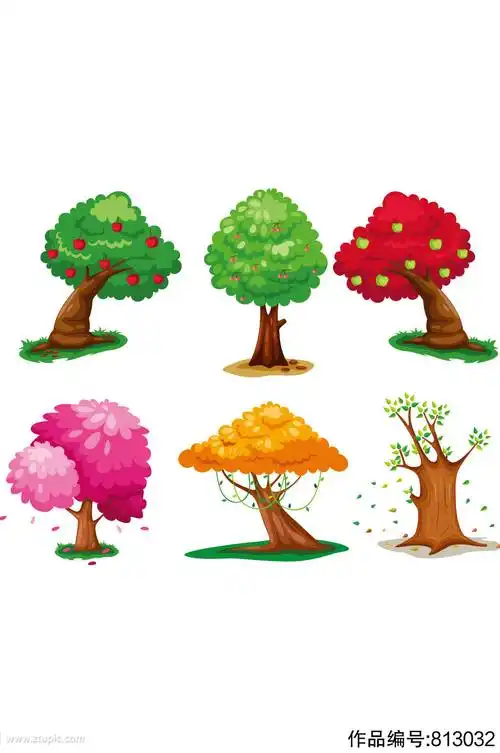 彩色自然精美树木设计矢量元素素材