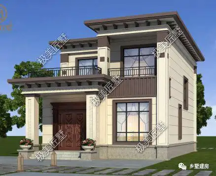 85x147米两层平顶小别墅精致唯美的外表适合农村建房