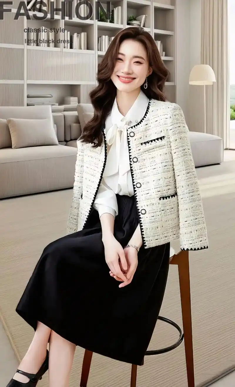 简洁气质小香风外套.