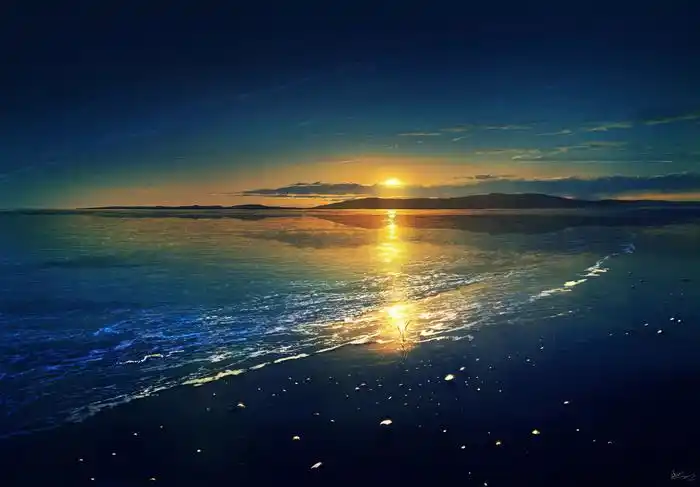 海浪与微光风景背景