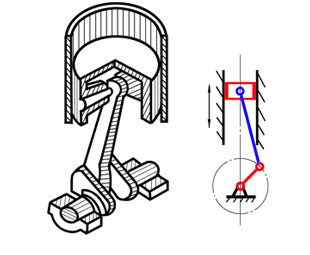 发动机通过曲柄连杆机构将活塞的直线运动转化为曲柄的旋转运动并输出