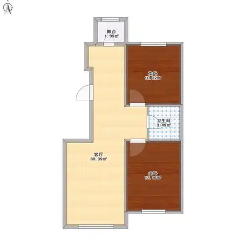 耶鲁印象两室一厅85m(建面)户型图