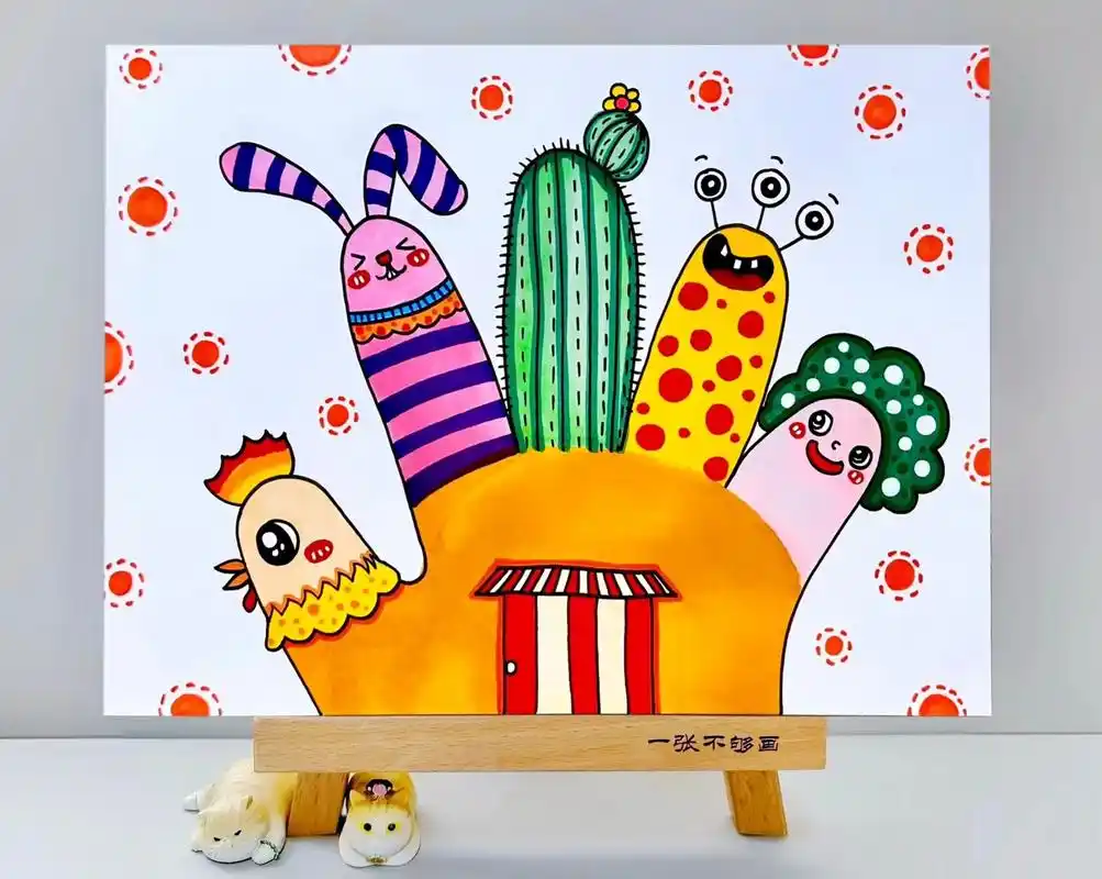 母鸡房子创意儿童五指画.把手放在纸上,描出轮廓,再发挥自己的 - 抖音