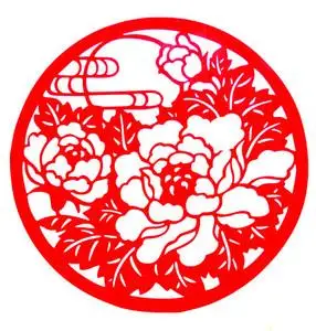 牡丹窗花纯手工宣纸剪纸不干胶贴纸玻璃门贴装饰画pvc窗户图案.