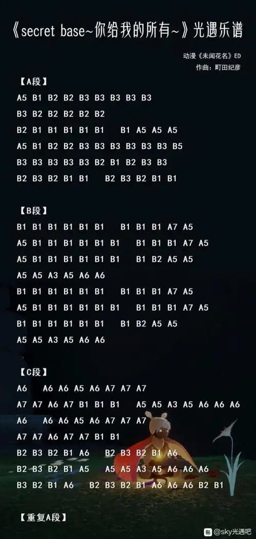 光遇琴谱大全 琴谱数字版简谱大全