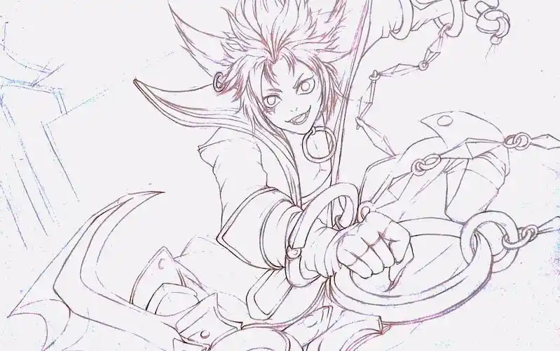 【手绘】百里玄策官图临摹线稿_下一步彩铅上色