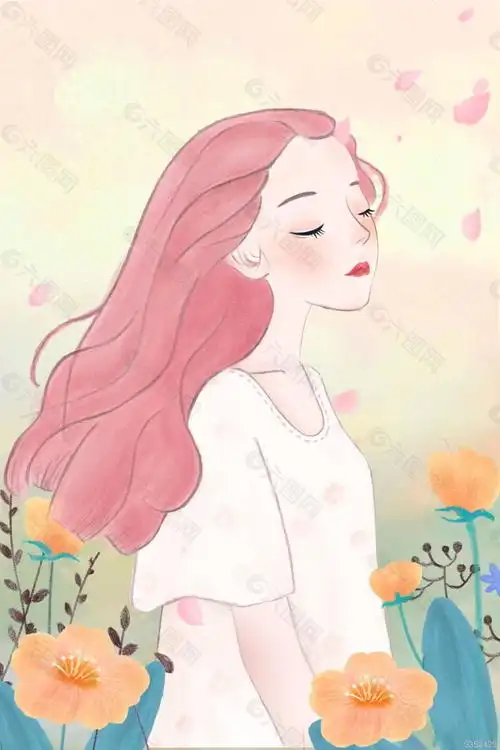 手绘唯美清新女孩