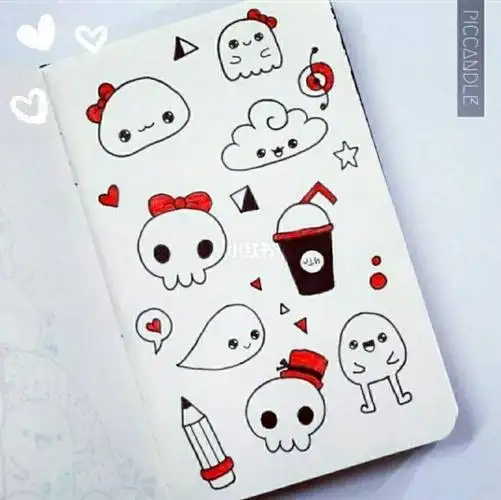 画了一些可爱的手账本简笔画