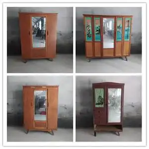 70年代老家具老实木大橱三开门大衣柜带镜子储物柜怀旧收藏老物件