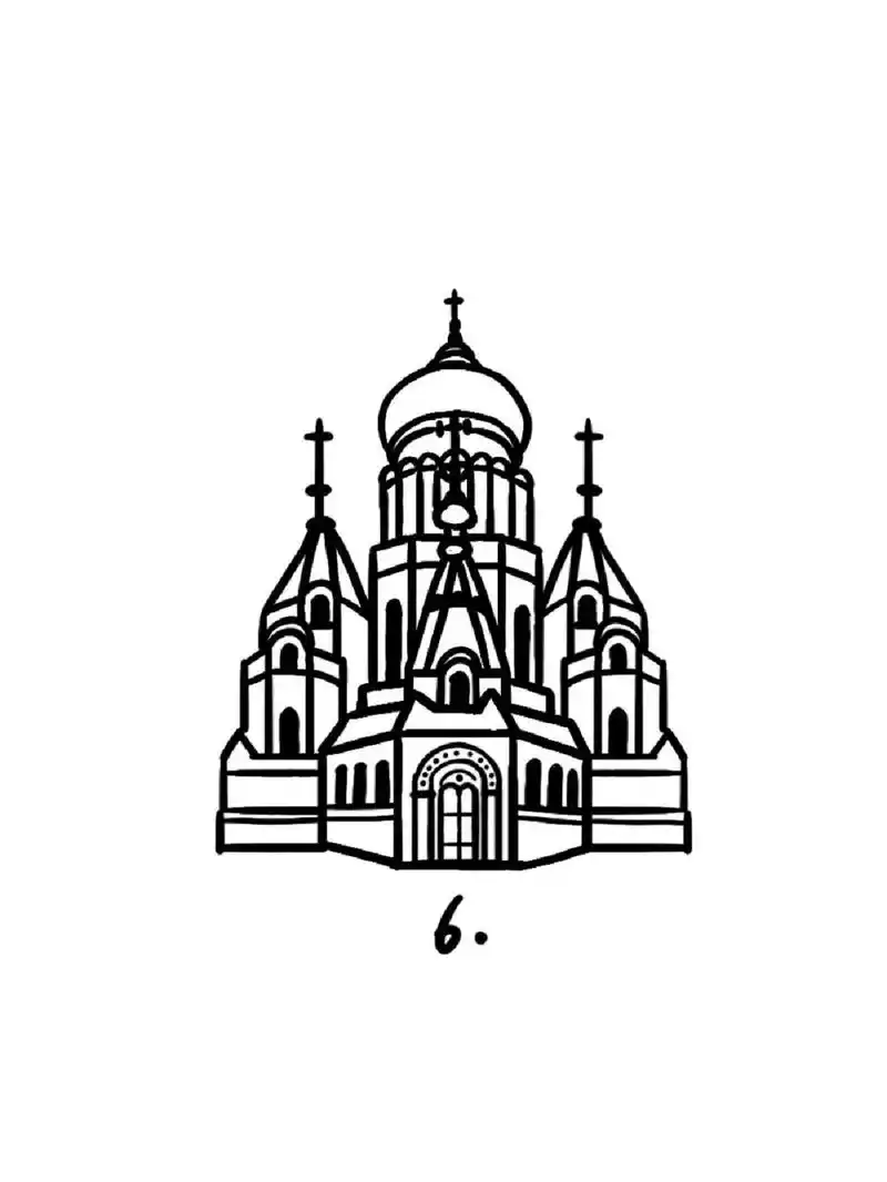 如何画圣索菲亚教堂|地标建筑简笔画教程46 地标建筑第46个-圣