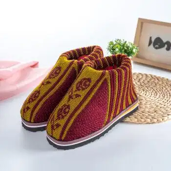 手工棉鞋女居家冬季保暖棉鞋加厚手工编织毛线鞋子防滑大人成品鞋