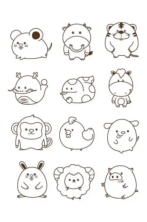 手绘十二生肖图案