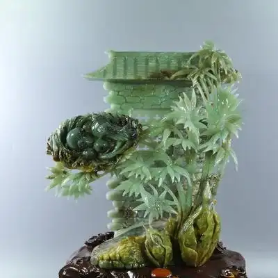 悠然玉坊岫玉摆件玉石天然玉雕竹子珠宝奇石