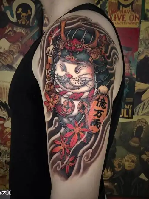 招财猫_纹身图案手稿图片_刘恒的纹身作品集