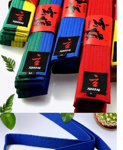 跆拳道腰带绣字道带儿童考级白黄带黄绿带绿蓝带蓝红带红黑带 绿蓝带