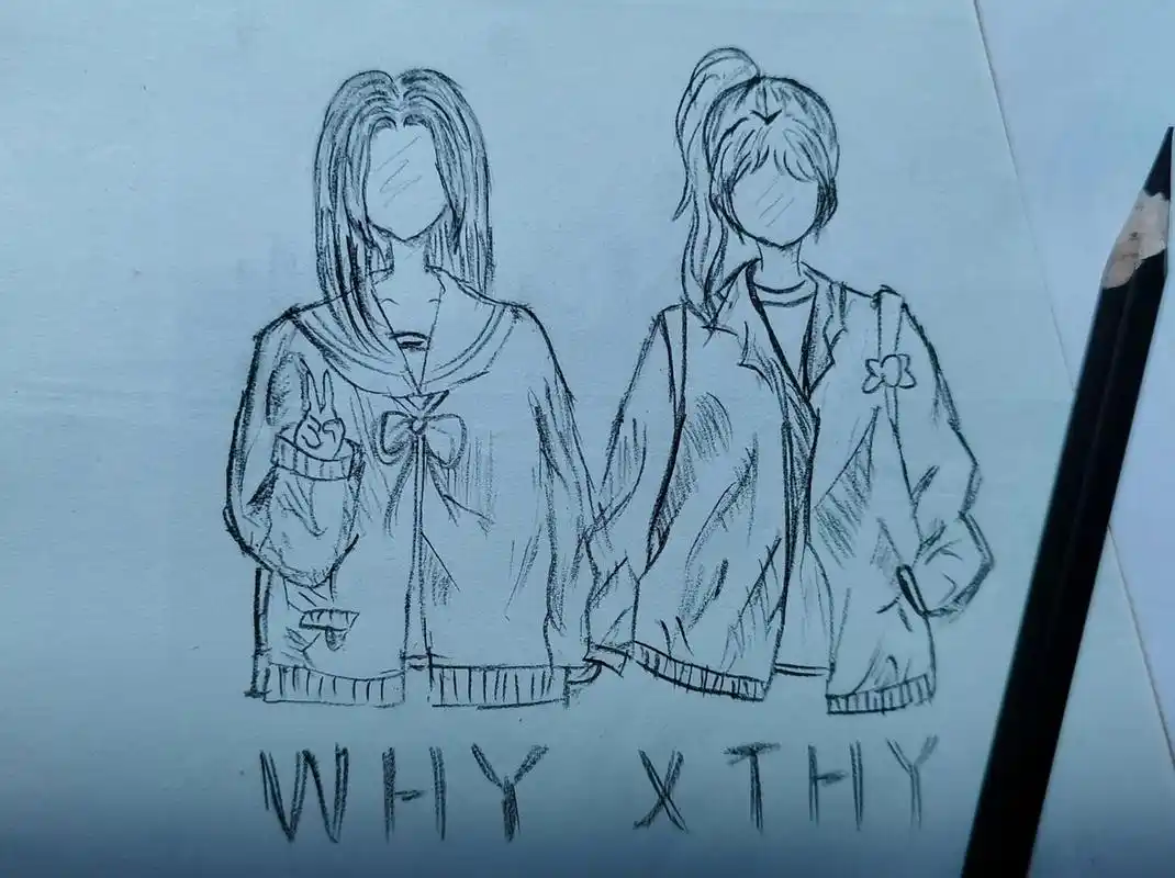 手绘闺蜜简笔画  浅画一下叭