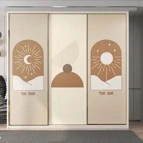 老式大衣柜贴纸翻新柜门自粘无甲醛卧室移门推拉门玻璃门家具高端