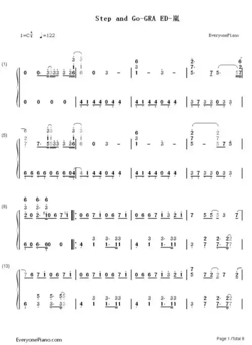 谁有arashi歌的简谱么,只要是岚的歌都可以,我是新手看不太懂那种难的