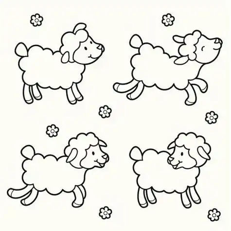 小羊简笔画羊在树林草地简笔画绵羊简笔画简笔画三只小羊关于小羊的简