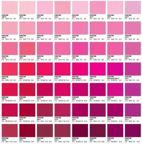 潘通粉色色卡粉色明度变化粉红色要怎么搭配才更好看呢?