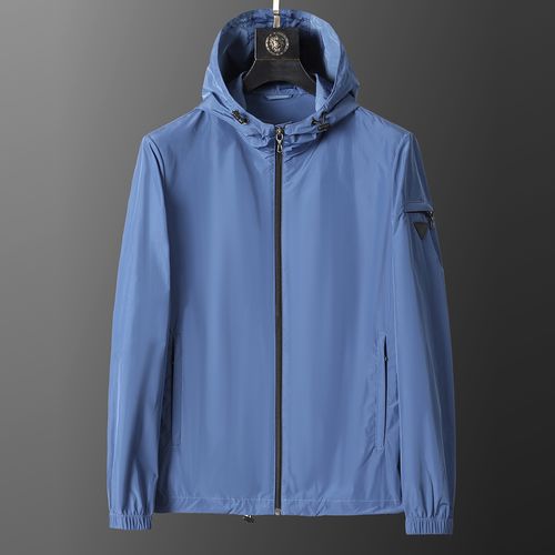 春季户外休闲 防风防水聚酯纤维面料 男士薄款连帽夹克外套上衣