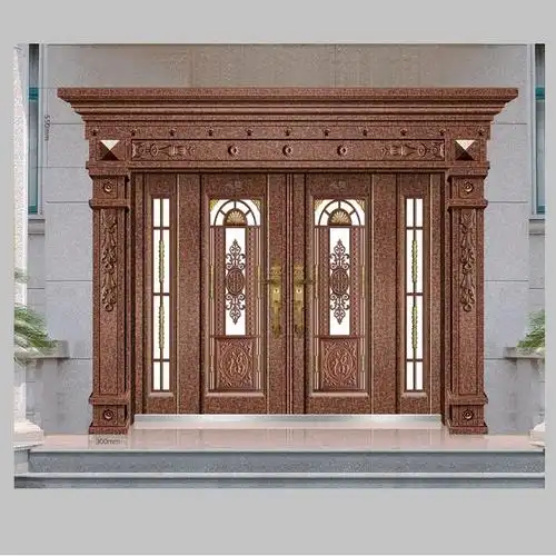 实力老工厂阳台钢化玻璃门别墅门客厅防盗门双开安全门仿真玻璃铜