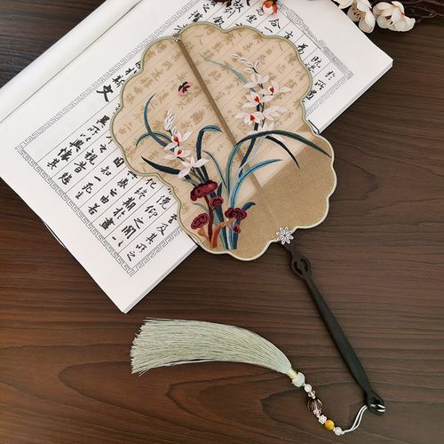 苏州绣美手工刺绣团扇古风苏绣扇子双面绣宫扇扇子