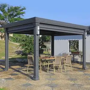 户外凉亭花园遮阳棚露天室外阳光雨棚庭院智能电动铝合金百叶遮阳