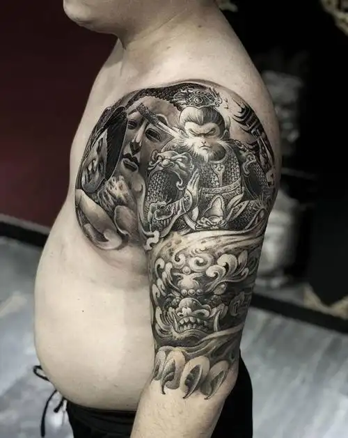 齐天大圣 佛纹身图片_手臂新传统孙悟空 佛祖纹身图案