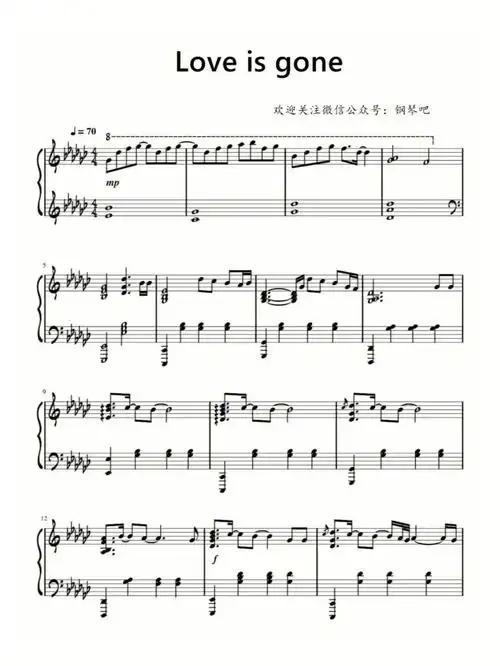 这钢琴谱我到处找,终于找到了一个最好的因为真心付出过,所以当知道要