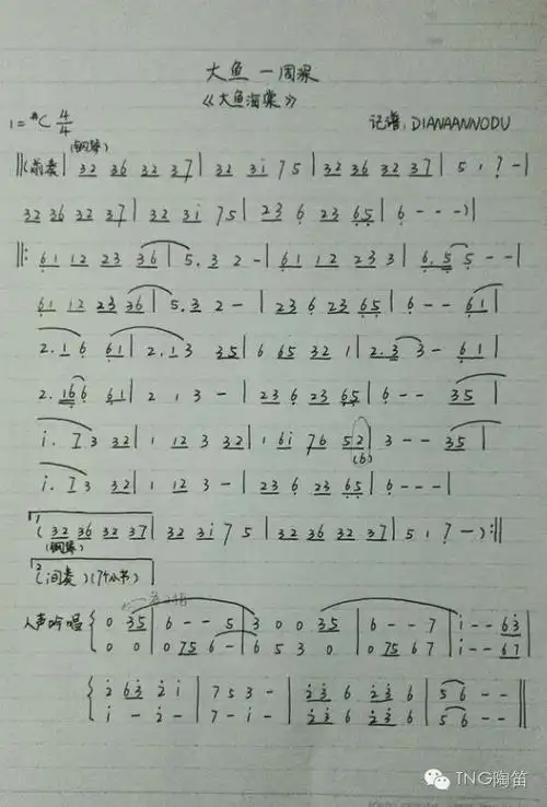 大鱼海棠林烨演奏大鱼鲲笛版曲谱伴奏