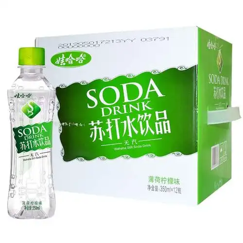 新货娃哈哈无汽苏打水350ml24瓶哈哈薄荷柠檬弱碱性饮用水