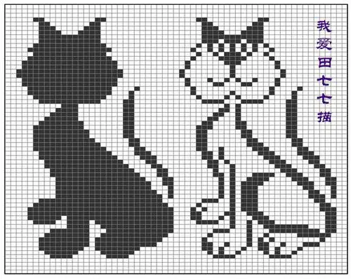 毛衣编织图案-小猫