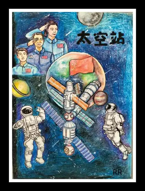 之前的作品#国庆绘画  空间站