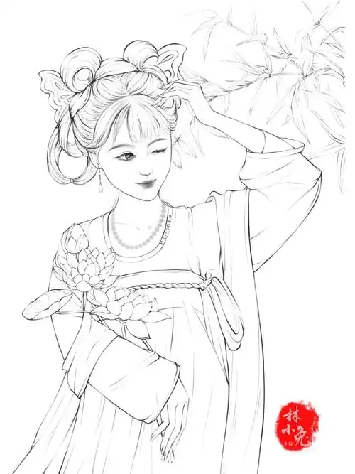 古装美女线稿练习