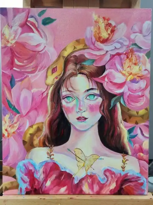 油画浅浅临摹了一副赵小黎的画